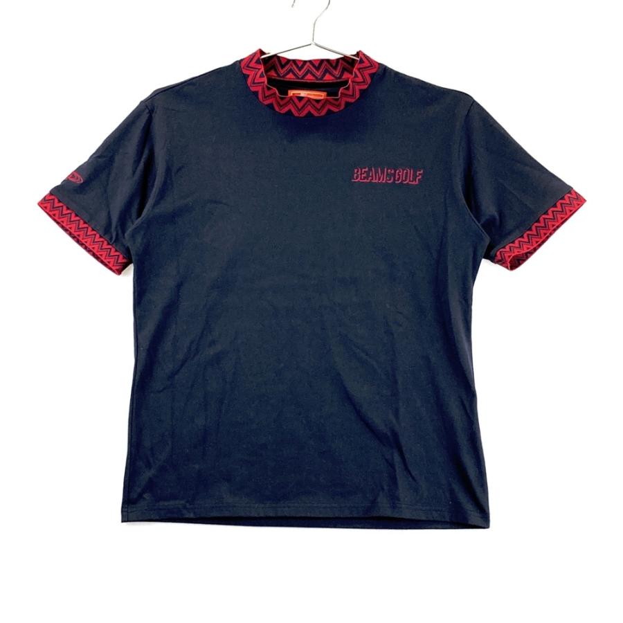 BEAMS GOLF ビームスゴルフ モックネック半袖Tシャツ ネイビー系 L