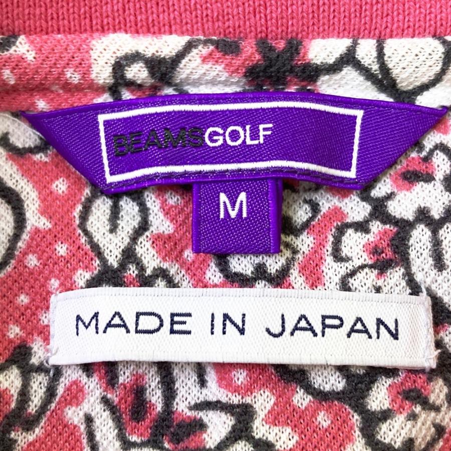 BEAMS GOLF（ビームス ゴルフ） ロゴワッペン 半袖ポロシャツ 花柄