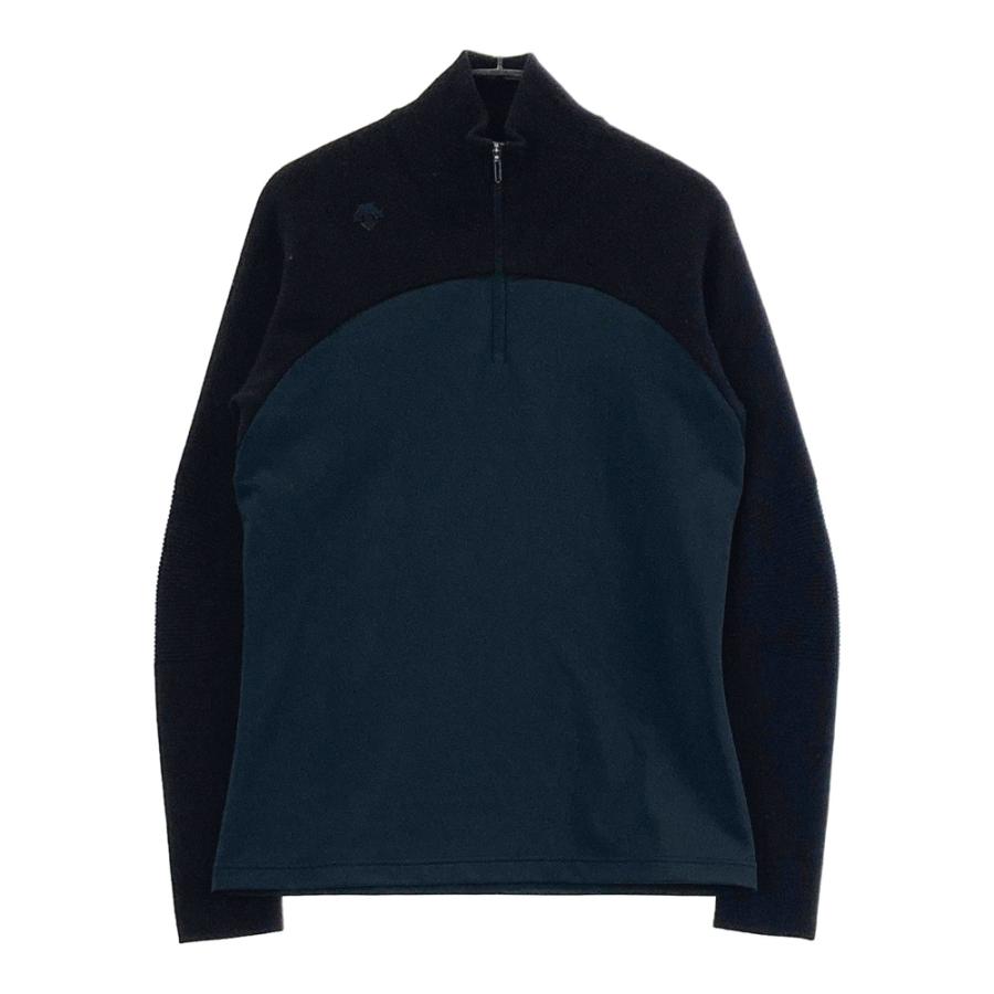 美品 DESCENTE GOLF ハーフジップニット×フリースプルオーバー DESCENTE GOLF デサントゴルフ ニット切替 ハーフジップ 長袖Tシャツ