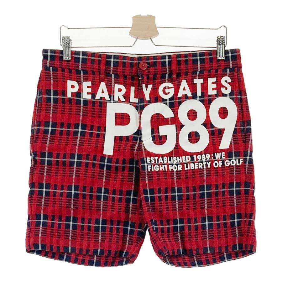 新品 パーリーゲイツ ハーフパンツ チェック柄 赤黒 Lサイズ（5） PEARLY GATES パーリーゲイツ ストレッチ ハーフパンツ チェック柄