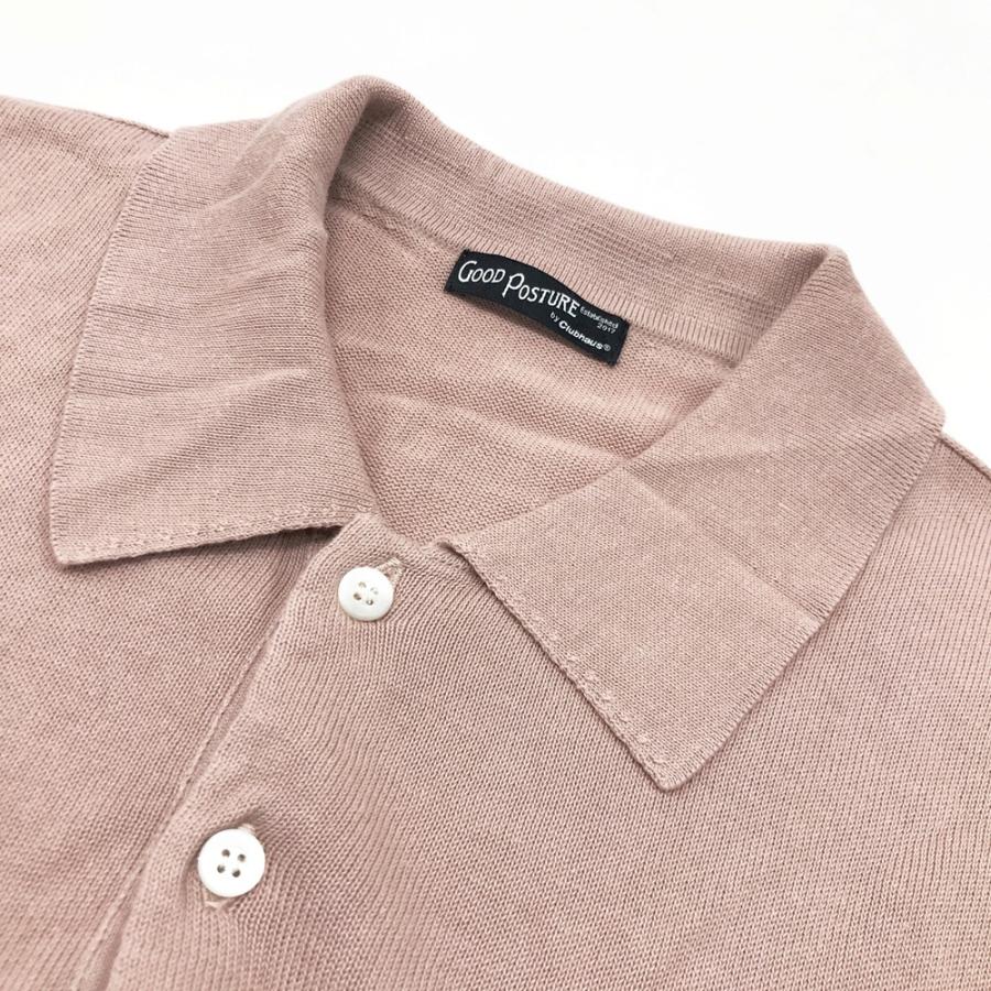 CLUBHAUS クラブハウス GOOD POSTURE 半袖 ニットポロシャツ ピンク系