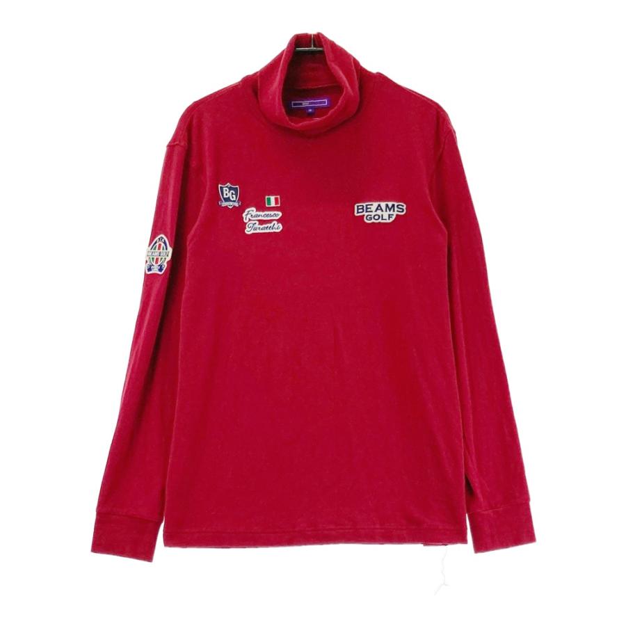 サイズ：M BEAMS GOLF ビームスゴルフ  タートルネック 起毛 長袖Tシャツ  レッド系 [240101550195] ゴルフウェア メンズ ストスト BEAMS GOLF ビームスゴルフ タートルネック 起毛 長袖Tシャツ レッド系