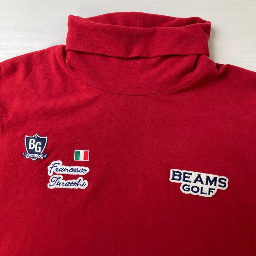 BEAMS GOLF ビームスゴルフ タートルネック 起毛 長袖Tシャツ レッド系