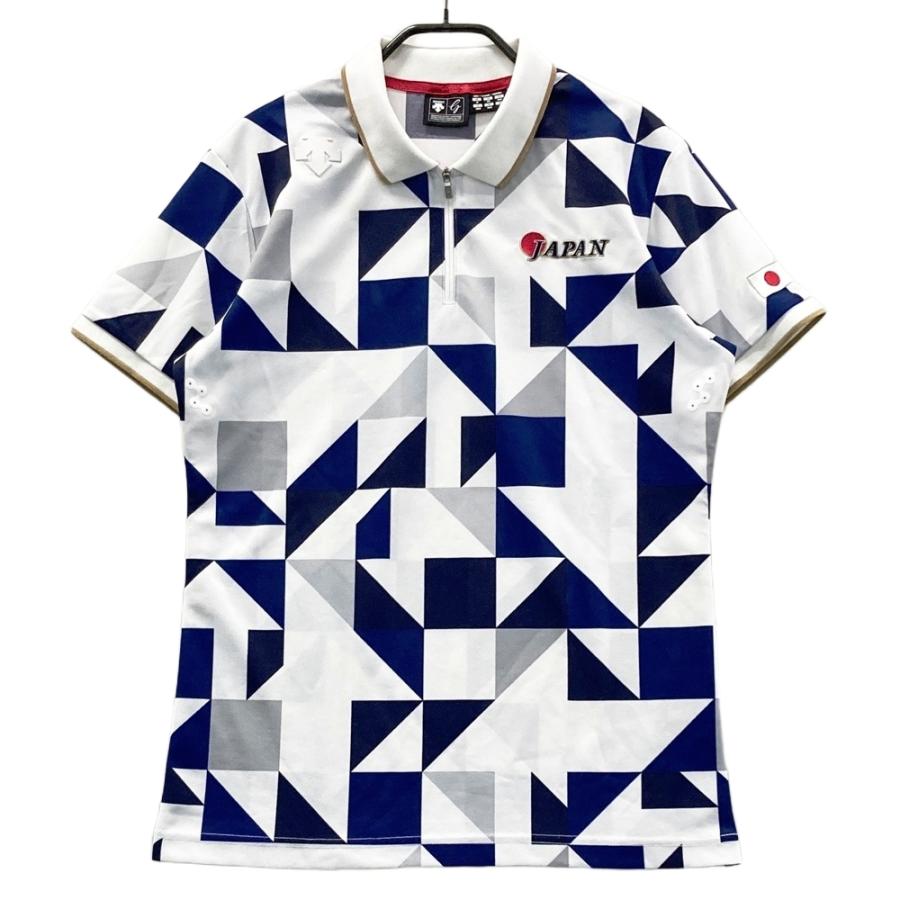 DESCENTE GOLF デサントゴルフ ハーフジップ半袖ポロシャツ 総柄 