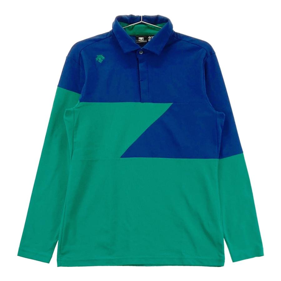 DESCENTE GOLF デサントゴルフ バイカラー 長袖ポロシャツ ネイビー系