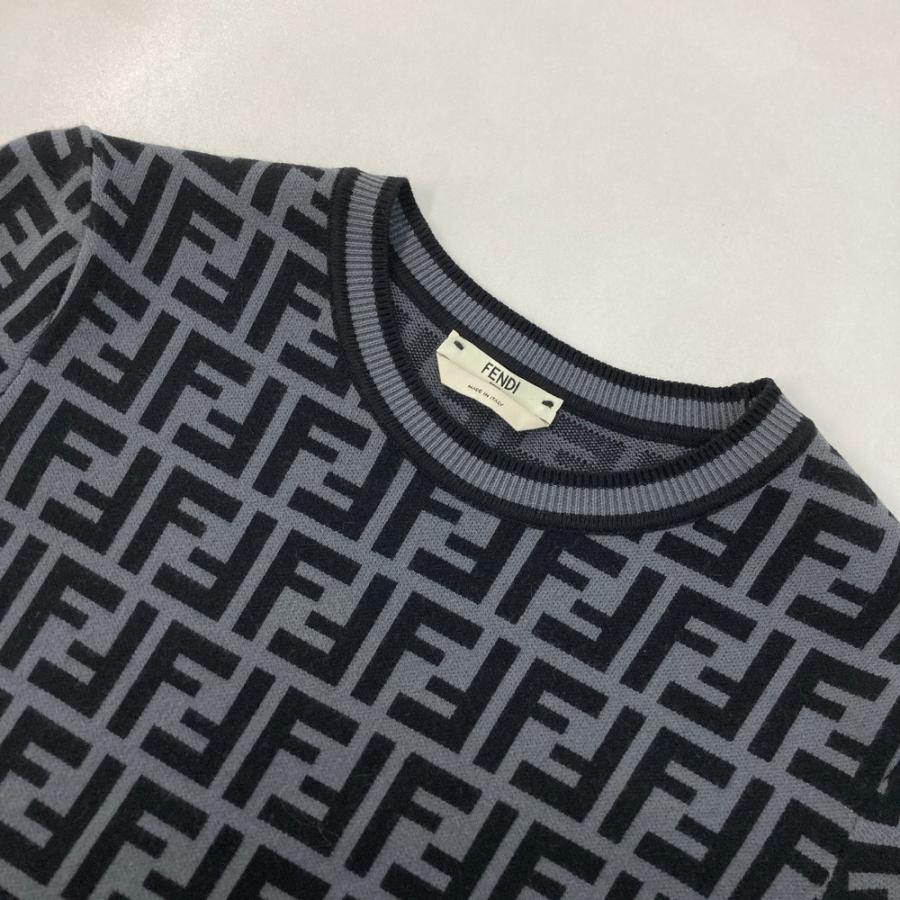 FENDI フェンディ FZD753 A5QG 半袖ワンピース ニット ズッカ柄 ブラック系 38 レディースの画像