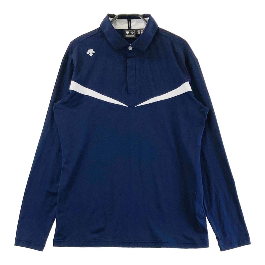 DESCENTE GOLF デサントゴルフ 長袖ポロシャツ ネイビー系 M ゴルフ
