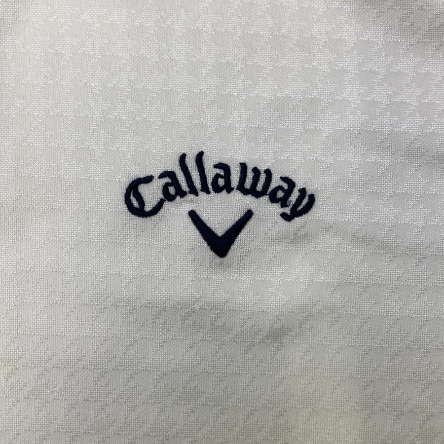CALLAWAY キャロウェイ 長袖ポロシャツ 千鳥柄 ホワイト系 L ゴルフ