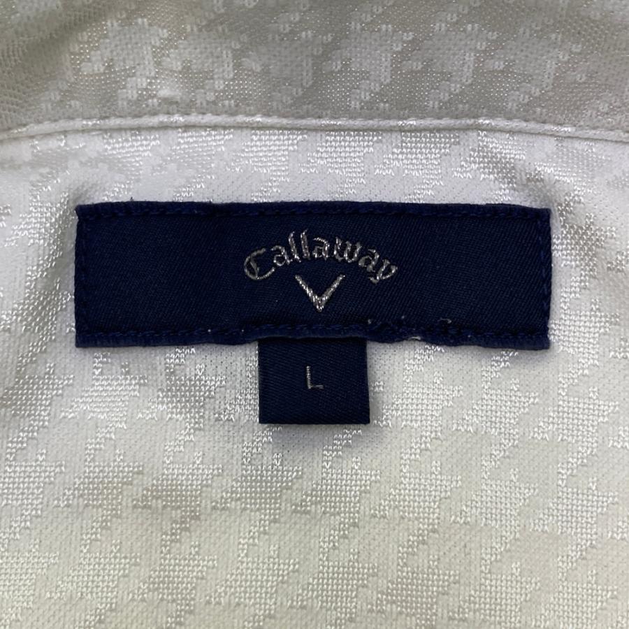 CALLAWAY キャロウェイ 長袖ポロシャツ 千鳥柄 ホワイト系 L ゴルフ