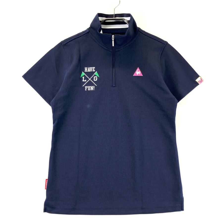 LE COQ GOLF ルコックゴルフ ハーフジップ 半袖Tシャツ ネイビー系 LL