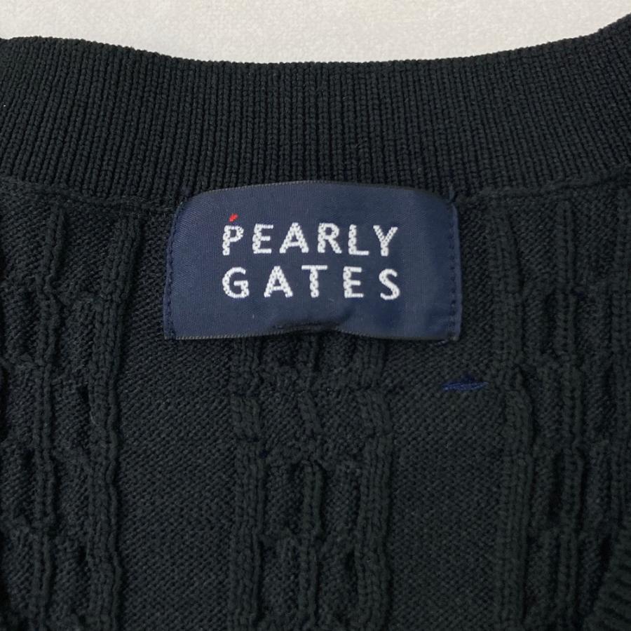 美品 PEARLY GATES レディース ニット ベスト 1(M) ブラック PEARLY GATES パーリーゲイツ ニットベスト ブラック系 1 ゴルフウェア