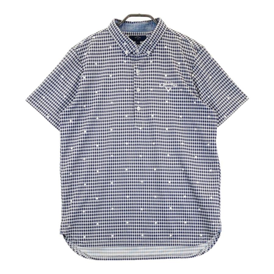 Callaway チェック柄ポロシャツ Lサイズ CALLAWAY キャロウェイ 半袖ポロシャツ チェック柄 ネイビー系 L