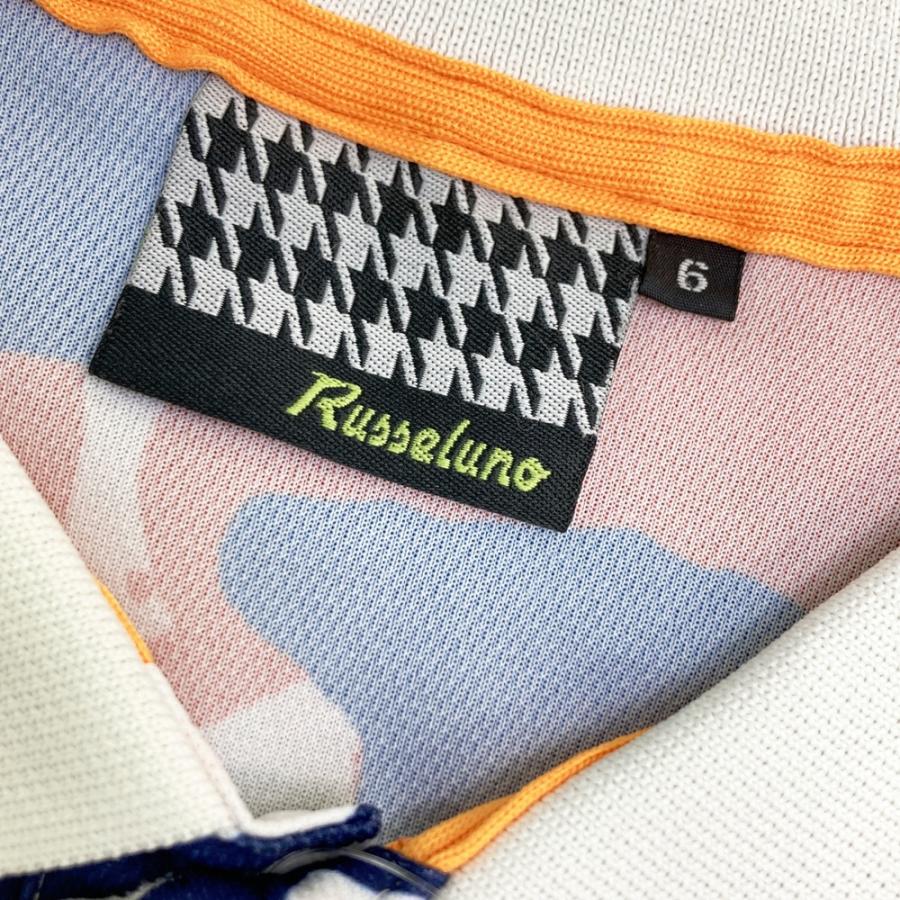 RUSSELUNO ラッセルノ 半袖ポロシャツ 総柄 グレー系 6 ゴルフウェア