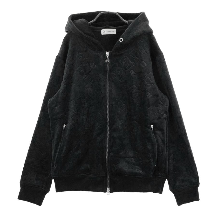 Santafe 値下げ 【未着用・訳あり】 サンタフェ L ブラック 個性的 SANTAFE サンタフェ フェイクファー ジップパーカー ジャケット ロゴ