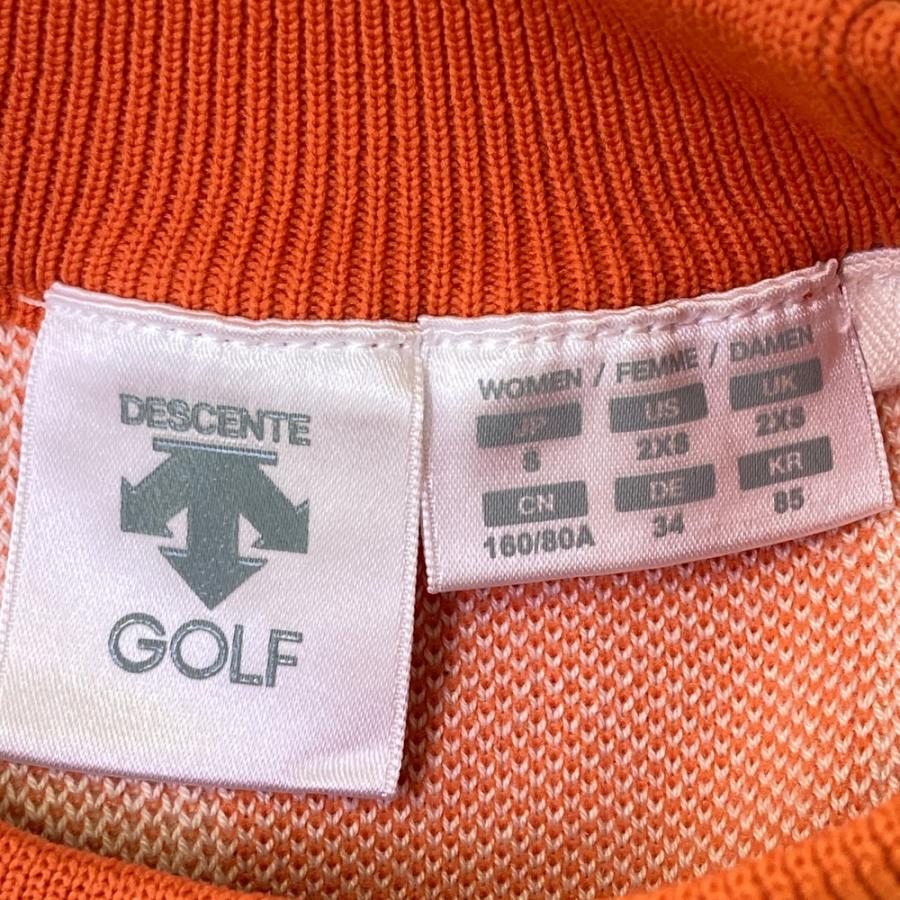 DESCENTE GOLF デサントゴルフ ウール混 ニットセーター 総柄 オレンジ