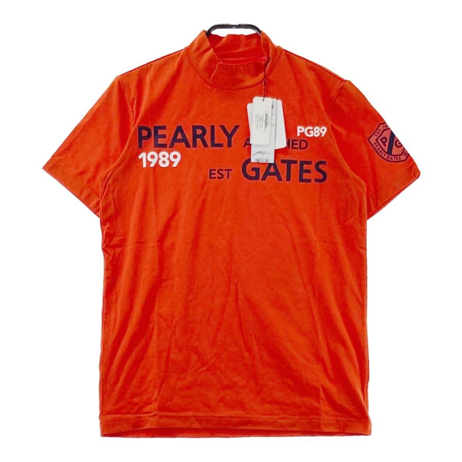 サイズ：3 PEARLY GATES パーリーゲイツ  フロントロゴ ハイネック半袖Tシャツ  オレンジ系 [240101561628] ゴルフウェア メンズ ストスト 新品】PEARLY GATES パーリーゲイツ フロントロゴ ハイネック半袖T