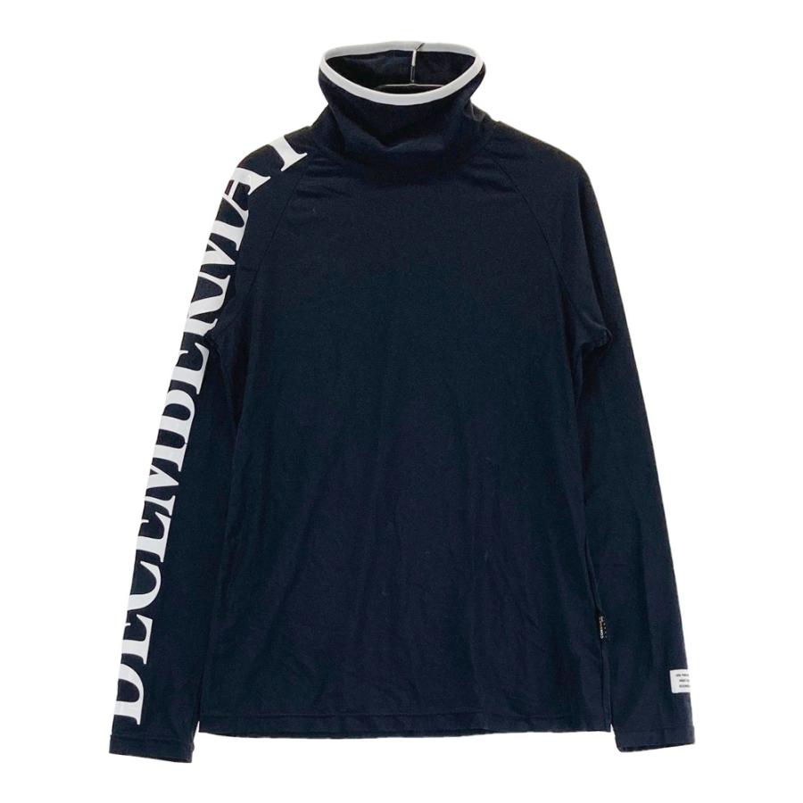 サイズ：M DECEMBERMAY ディセンバーメイ  ハイネック 長袖Tシャツ　袖ロゴ  ネイビー系 [240101350372] ゴルフウェア メンズ ストスト DECEMBERMAY ディセンバーメイ ハイネック 長袖インナーTシャツ