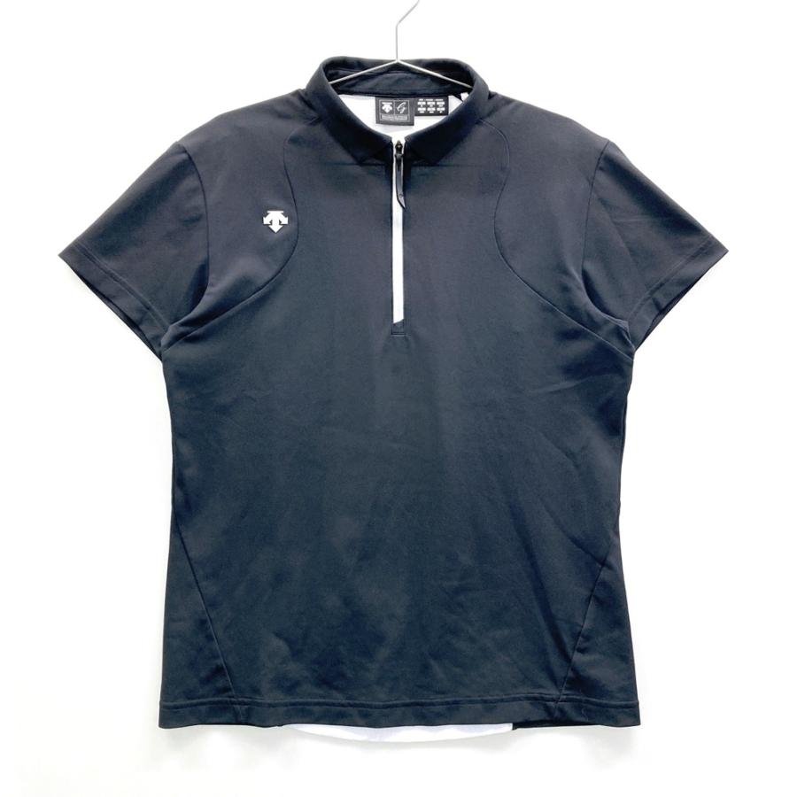 DESCENTE GOLF デサントゴルフ ハーフジップ 半袖ポロシャツ ブラック