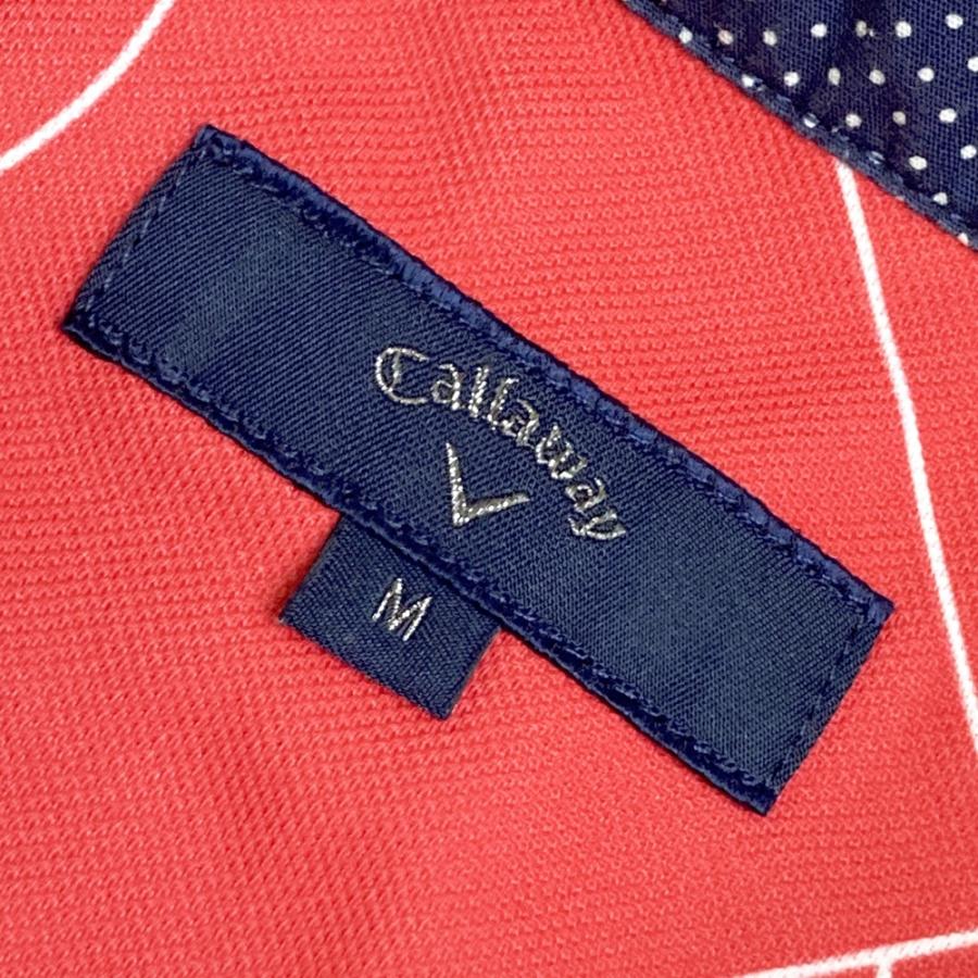 CALLAWAY キャロウェイ 半袖ポロシャツ 総柄 レッド系 M ゴルフウェア