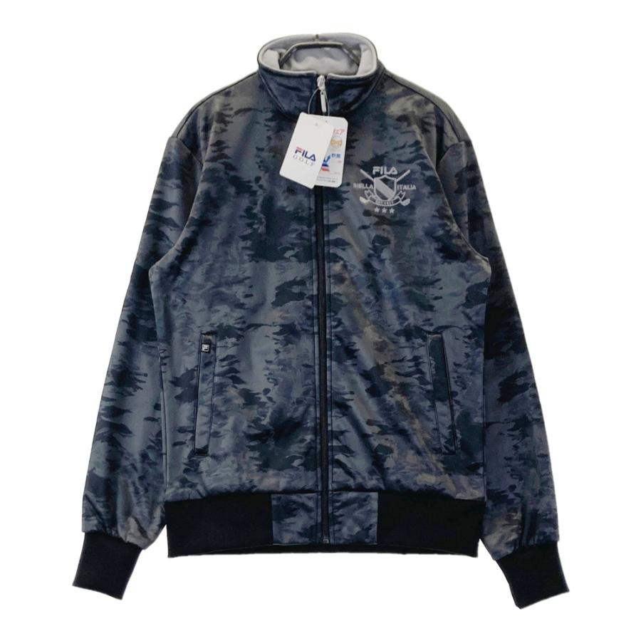 サイズ：M FILA GOLF フィラゴルフ  裏起毛ジップジャケット 総柄 グレー系 [240101565002] ゴルフウェア メンズ ストスト FILA GOLF 【新品】FILA フィラゴルフ 裏起毛ジップジャケット 総柄