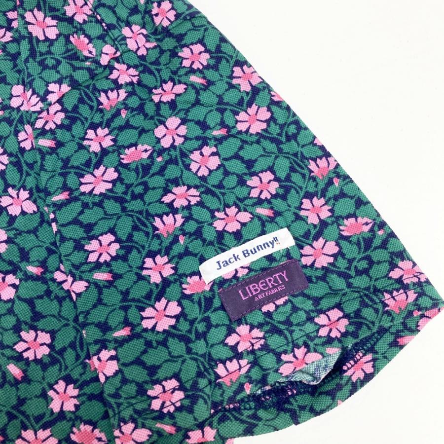 JACK BUNNY ジャックバニー ×LIBERTY 半袖ポロシャツ 花柄 グリーン系