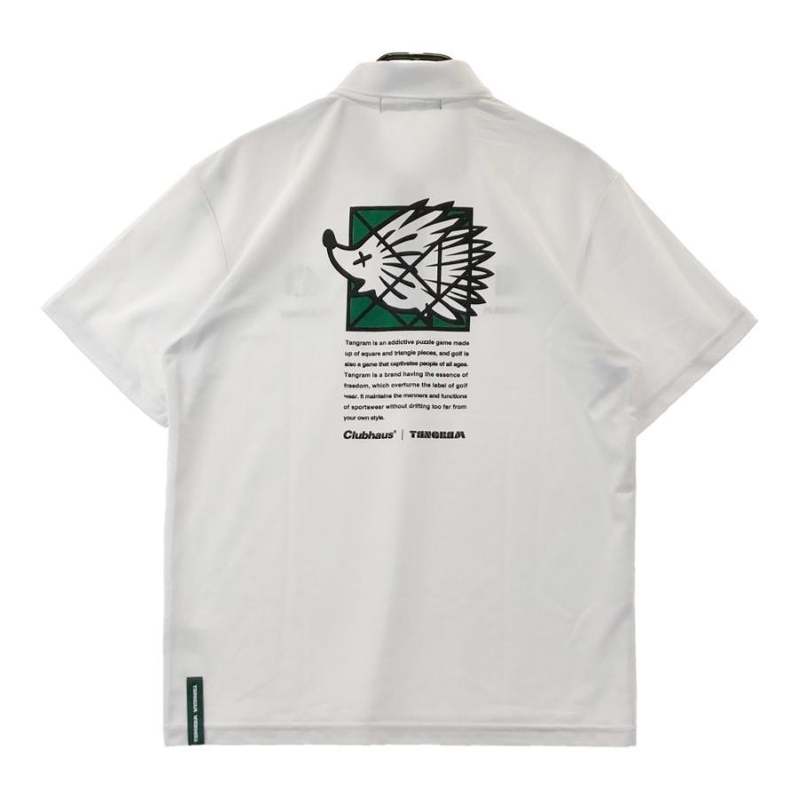 極美品 clubhaus tangram ポロシャツ クラブハウス タングラムL TANGRAM タングラム ×CLUBHAUS 半袖ポロシャツ ホワイト系 L ゴルフ