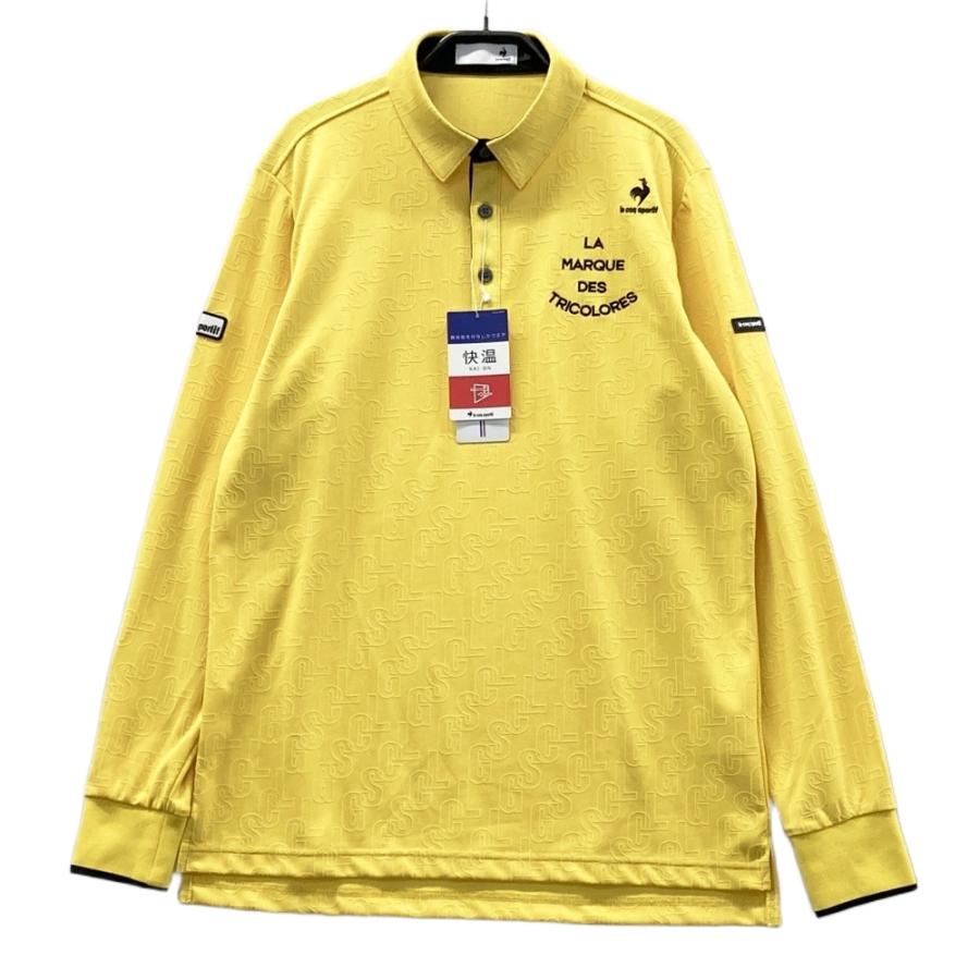 le coq sportif ゴルフシャツ LL イエロー 新品】LE COQ GOLF ルコックゴルフ 2022年 長袖ポロシャツ ロゴ総柄