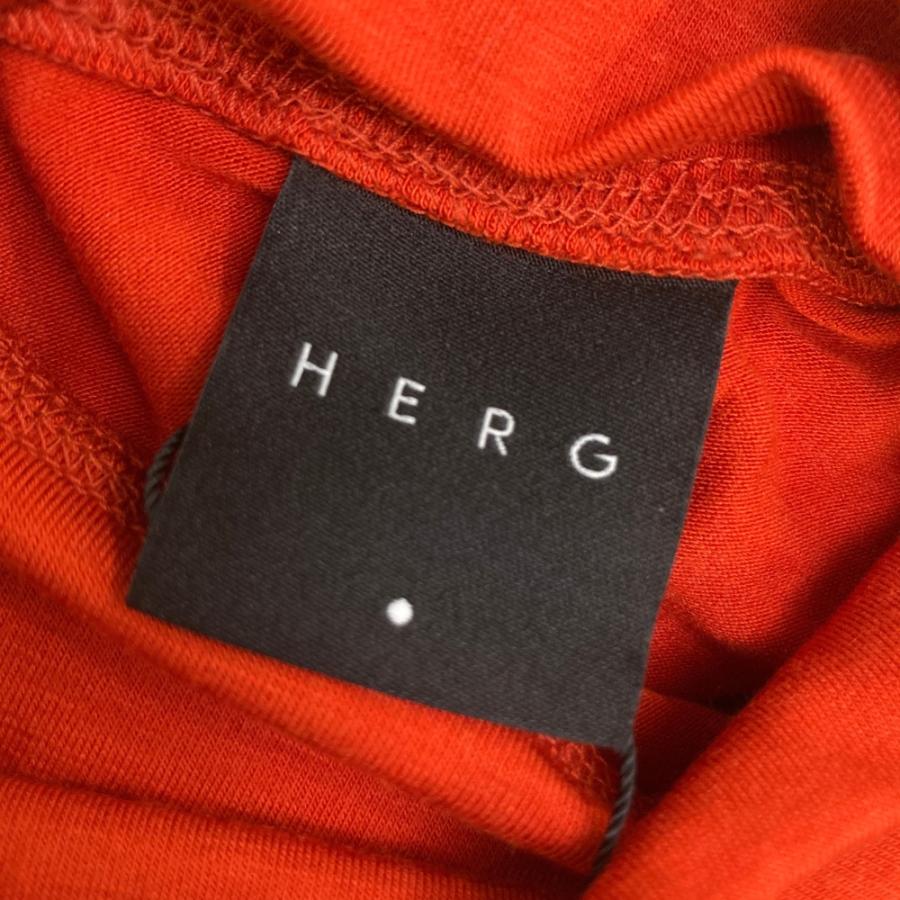 新品】HERG1 エルグワン ハイネック 長袖Tシャツ オレンジ系 M ゴルフ