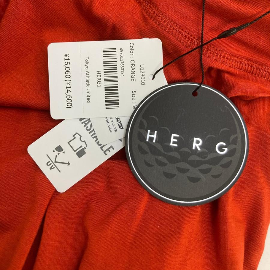 新品】HERG1 エルグワン ハイネック 長袖Tシャツ オレンジ系 M ゴルフ