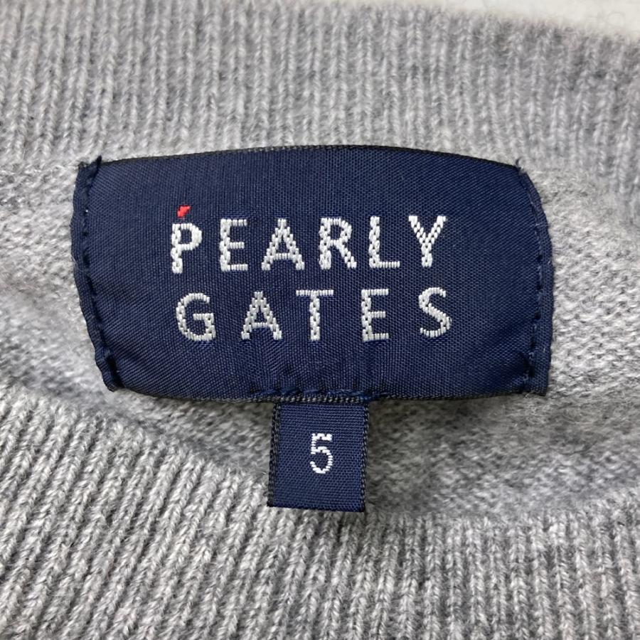 PEARLY GATES カシミア100% セーター ゴルフ パーリーゲイツ 5 12G部分ジャガードカシミヤ100クルーネックニットプルオーバー