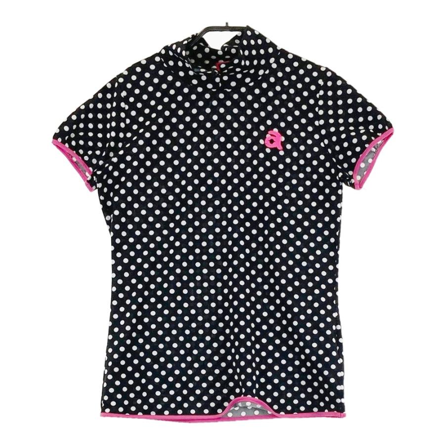サイズ：38 ARCHIVIO アルチビオ  ハイネック 半袖Tシャツ ドット柄 ブラック系 [240101568508] ゴルフウェア レディース ストスト ARCHIVIO アルチビオ ハイネック 半袖Tシャツ ドット柄 ブラック系 38