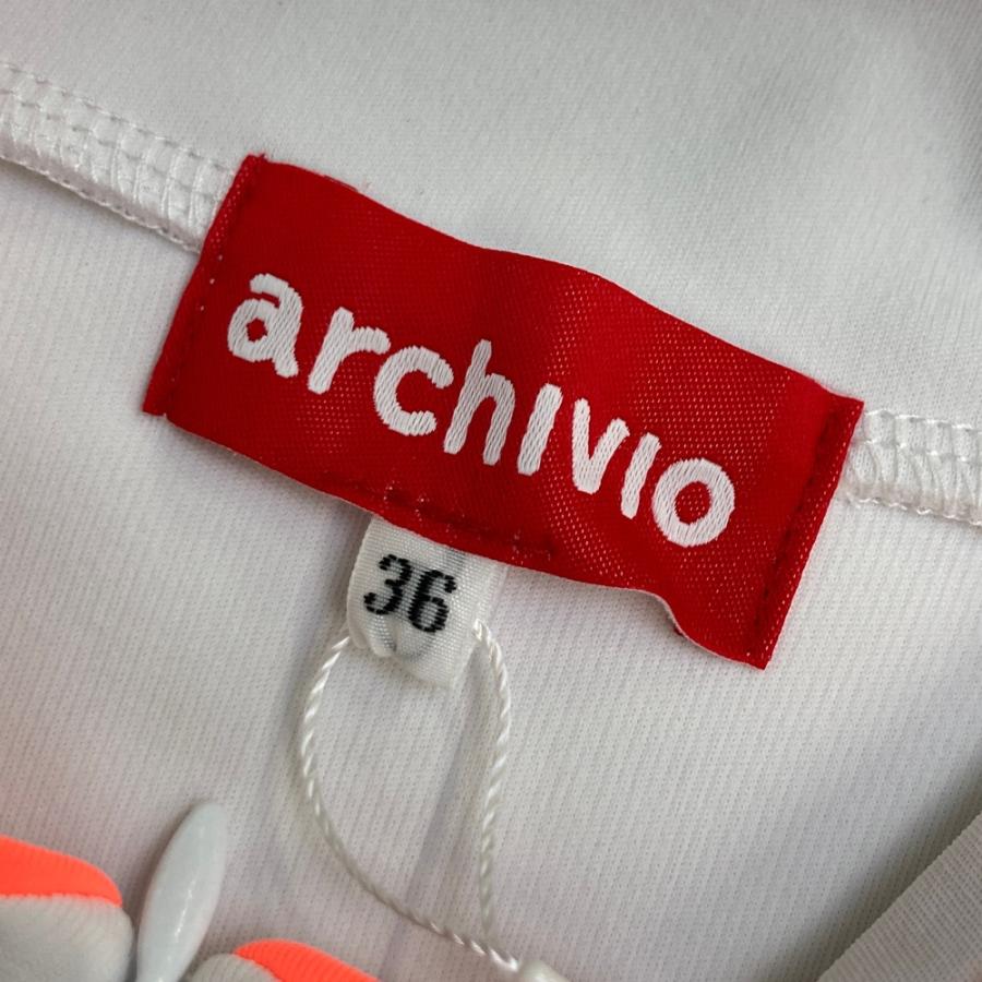 新品】ARCHIVIO アルチビオ 襟ジップ 半袖Tシャツ ホワイト系 36