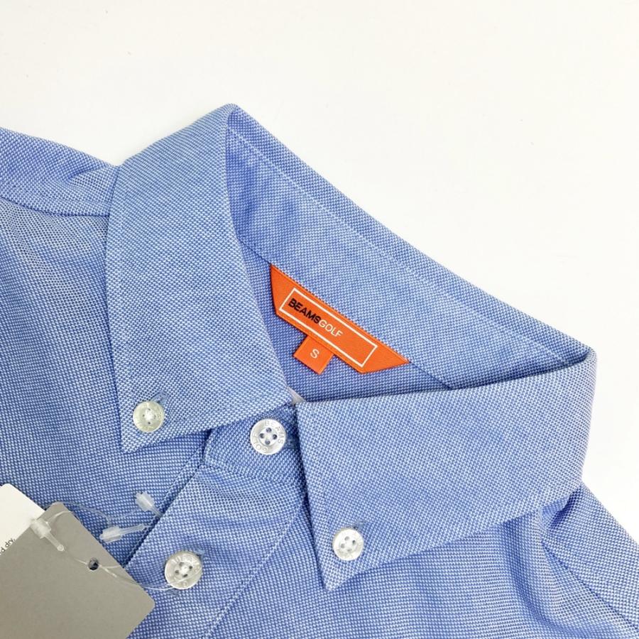 【新品】BEAMS GOLF ビームスゴルフ  半袖ポロシャツ ボタンダウン  ブルー系 S ゴルフウェア メンズの画像