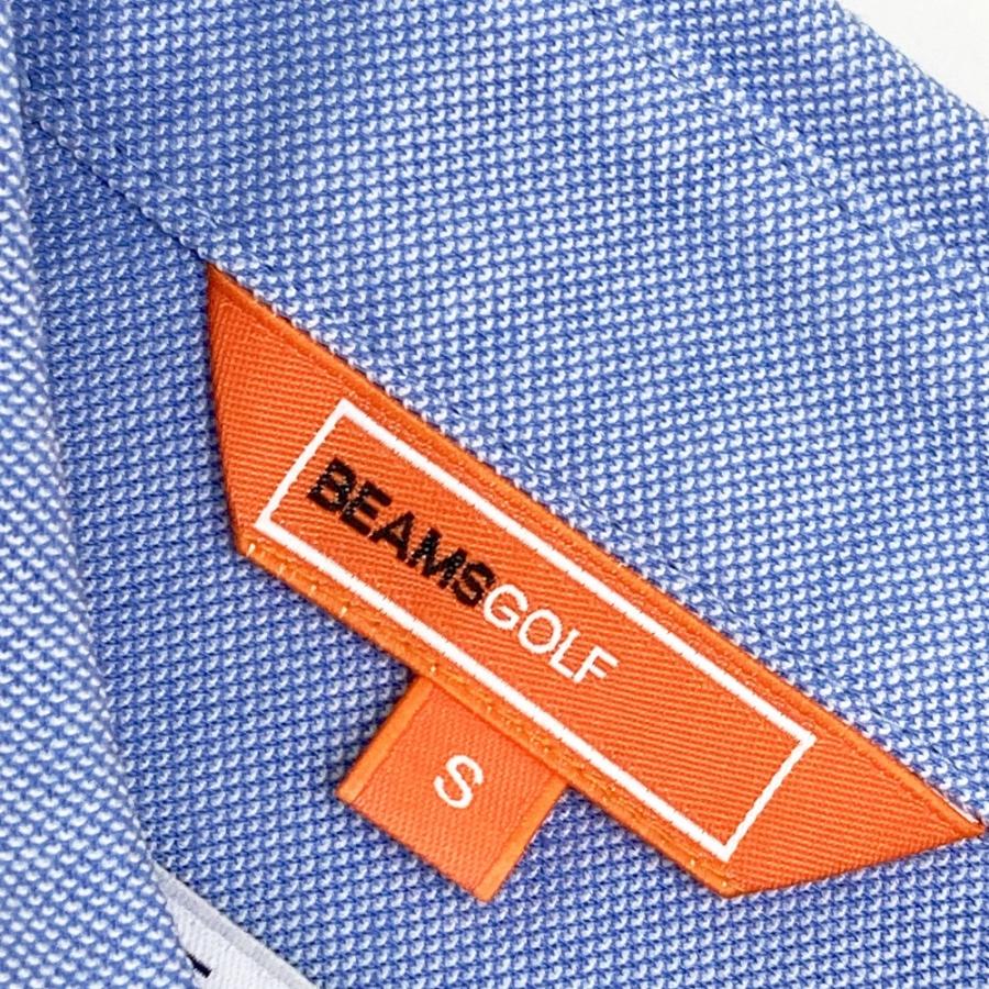 【新品】BEAMS GOLF ビームスゴルフ  半袖ポロシャツ ボタンダウン  ブルー系 S ゴルフウェア メンズの画像