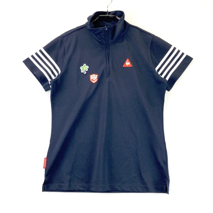 LE COQ GOLF ルコックゴルフ ハーフジップ 半袖Tシャツ ネイビー系 L
