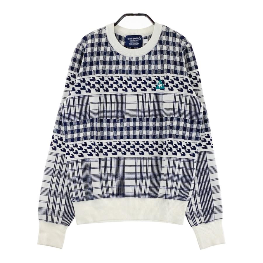 LE COQ GOLF ルコックゴルフ ニットセーター 総柄 ホワイト系 L ゴルフ