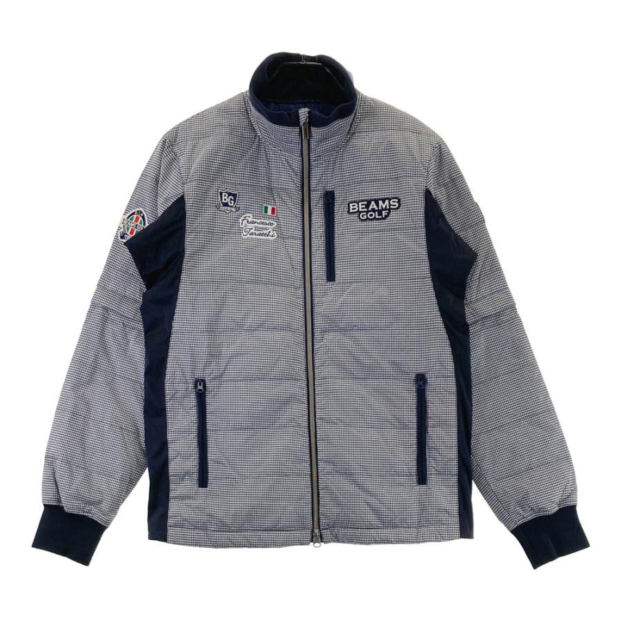 BEAMS GOLF ビームスゴルフ 2WAY ダウンジャケット 千鳥総柄 ネイビー