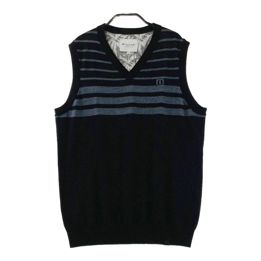 TRAVIS MATHEW トラビスマシュー ニットベスト ボーダー ブラック系 L