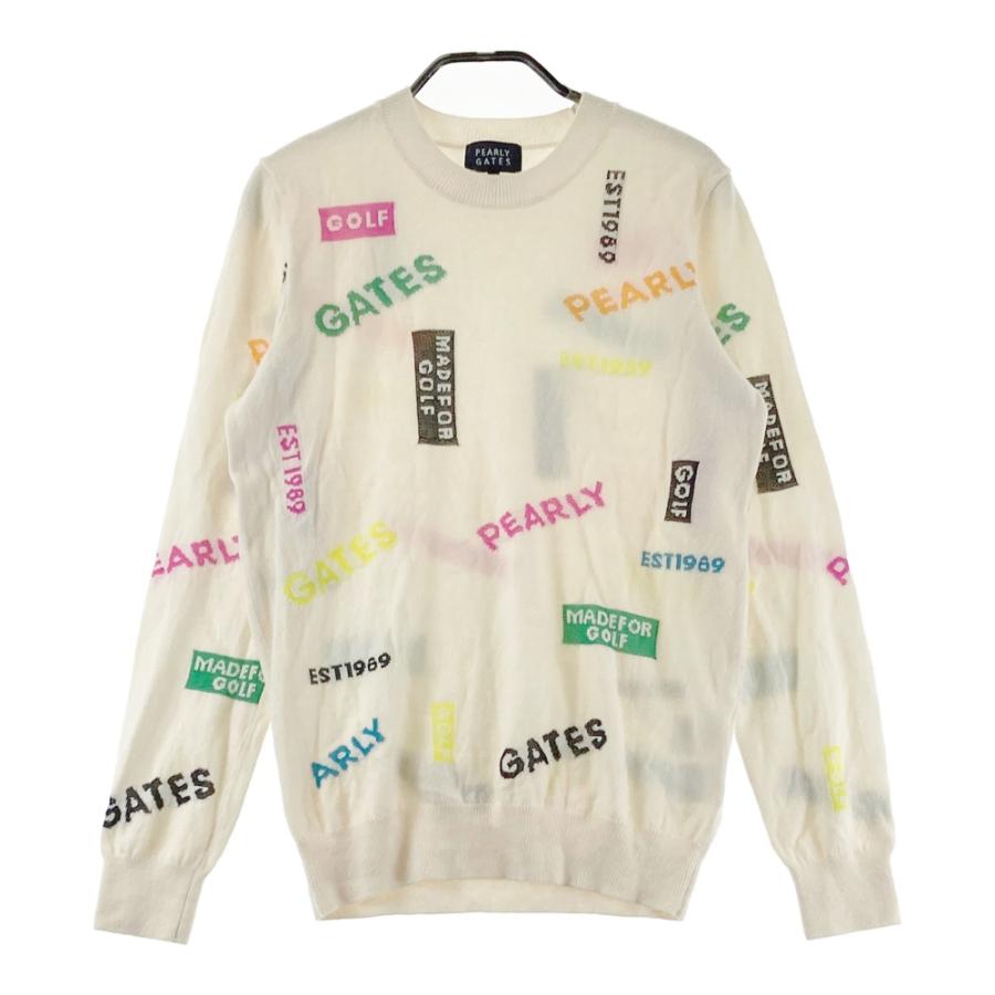 PEARLY GATES パーリーゲイツ カシミヤ混 ニットセーター ロゴ総柄