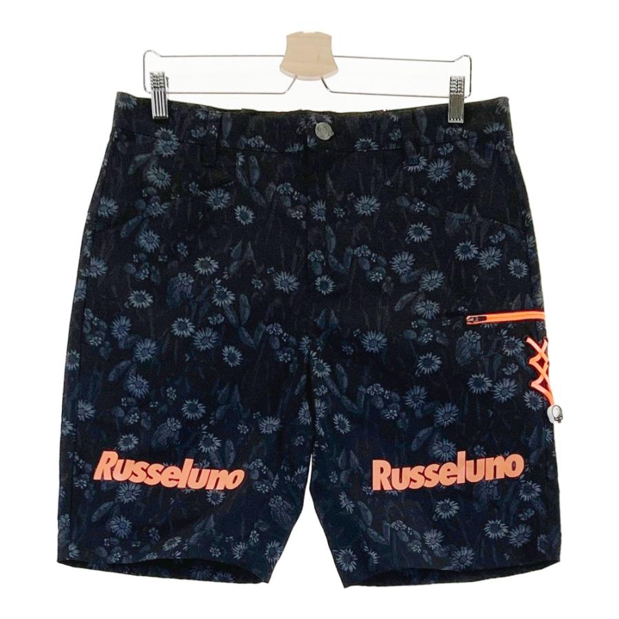 【新品未使用】サイズ7 ゴルフウェア 6 ブラック系 花柄 ハーフパンツ ラッセルノ RUSSELUNO 2700 ラッセルノ ハーフパンツ メンズ メンズウェア