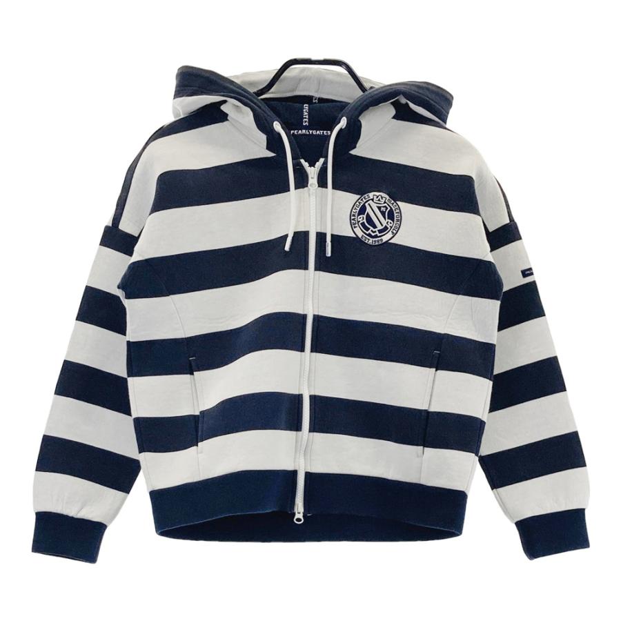 PEARLY GATES パーリーゲイツ ; ジップパーカー ボーダー柄 ホワイト系