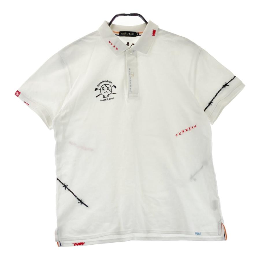 rough & swell　ポロシャツ　サイズ　L ROUGH&SWELL ラフアンドスウェル 半袖ポロシャツ ホワイト系 L ゴルフ