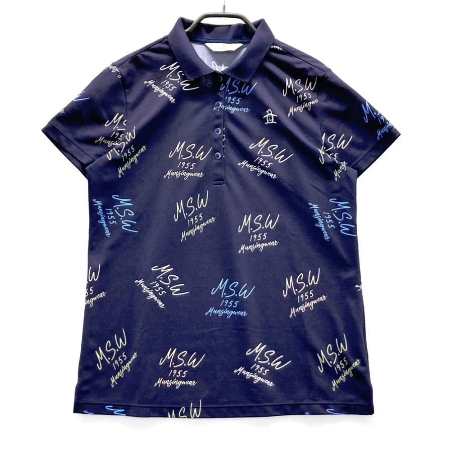 munsingwear ポロシャツ LL MUNSING WEAR マンシングウェア 半袖ポロシャツ 総柄 ネイビー系 LL