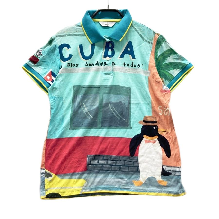 MUNSING WEAR マンシングウェア 半袖ポロシャツ 総柄 グリーン系 LL