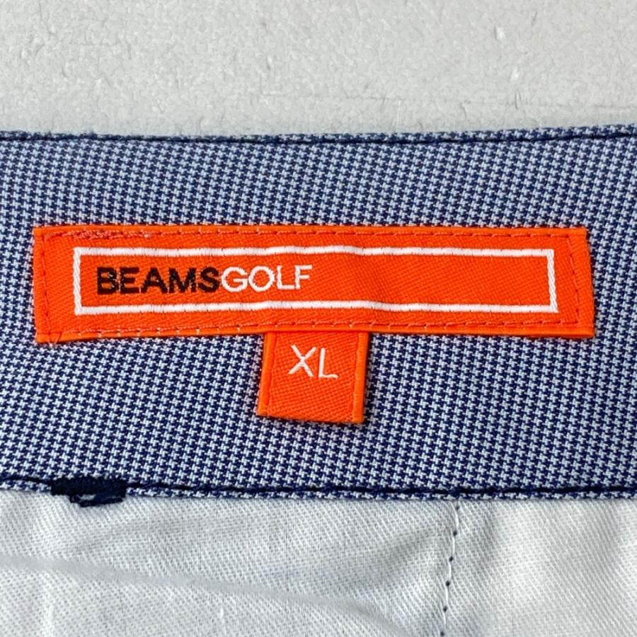【美品】 BEAMS GOLF ゴルフウェア パンツ ストレッチ ネイビー XL BEAMS GOLF ビームスゴルフ ストレッチパンツ 総柄 ネイビー系 XL