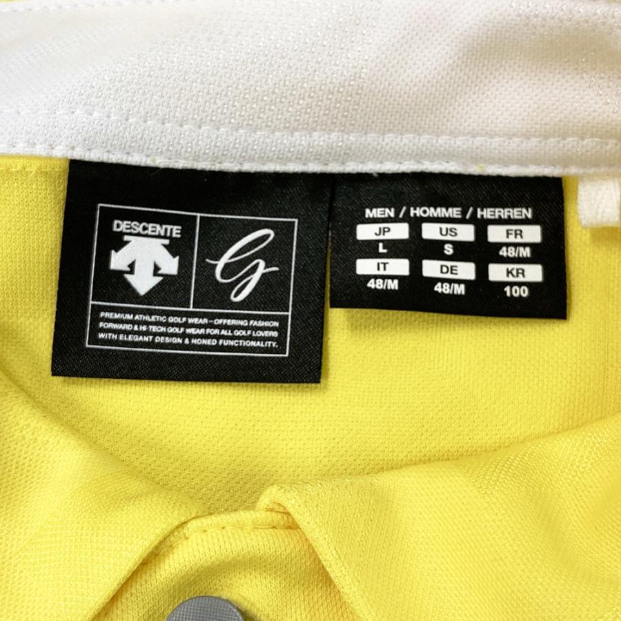 DESCENTE GOLF デサントゴルフ 半袖ポロシャツ 総柄 イエロー系 L