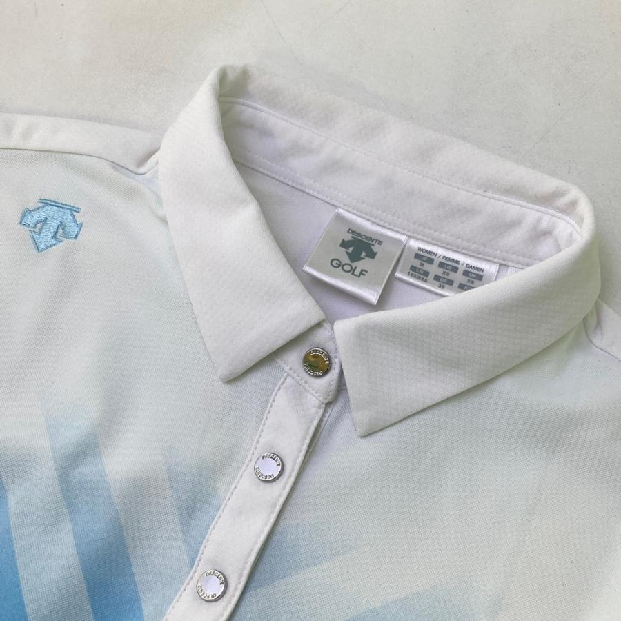 DESCENTE GOLF デサントゴルフ ノースリーブポロシャツ 総柄 ブルー系