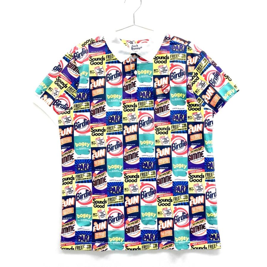 JACK BUNNY ジャックバニー 半袖ポロシャツ 総柄 ホワイト系 5 ゴルフ