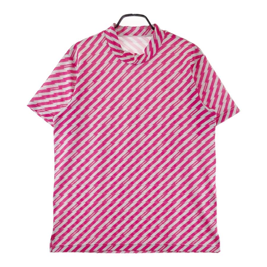 JACK BUNNY ジャックバニー ハイネック半袖Tシャツ ロゴ 総柄 ピンク系