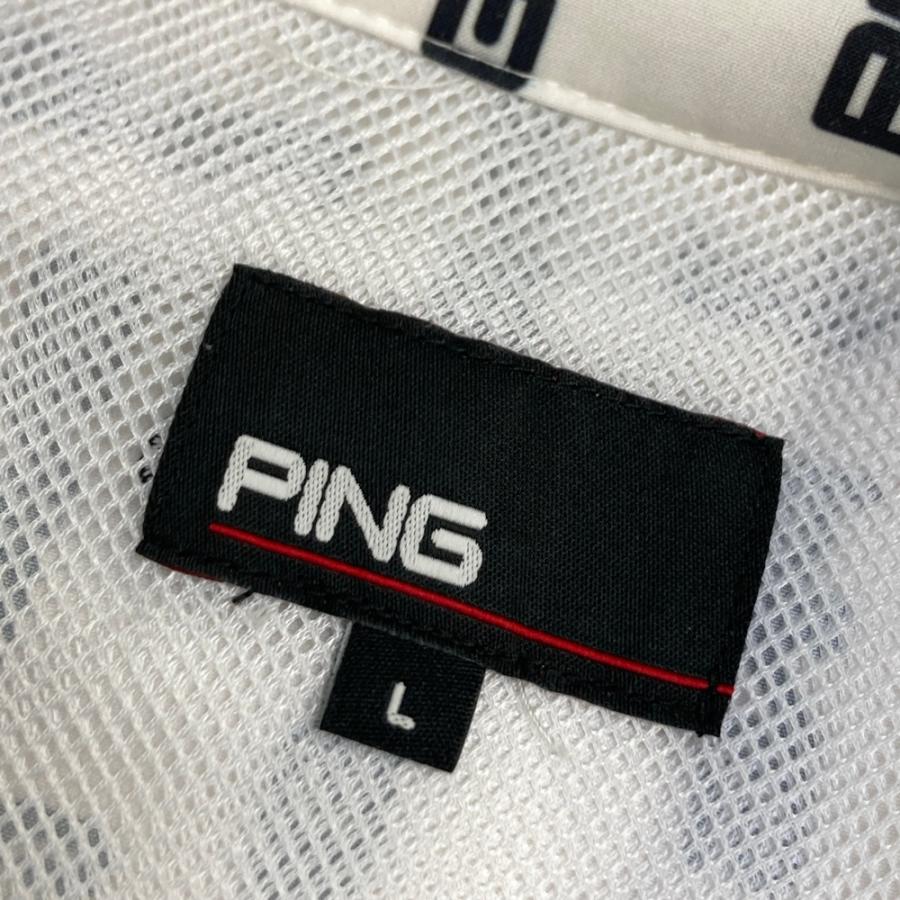 PING ピン 2022年 裏メッシュ ジップジャケット ロゴ総柄 ホワイト系 L